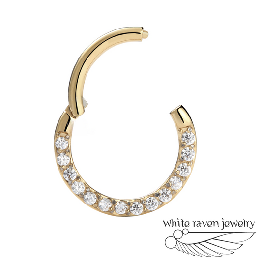 14kt Gold hinge with Forward Facing Cubic Zironia by White Raven