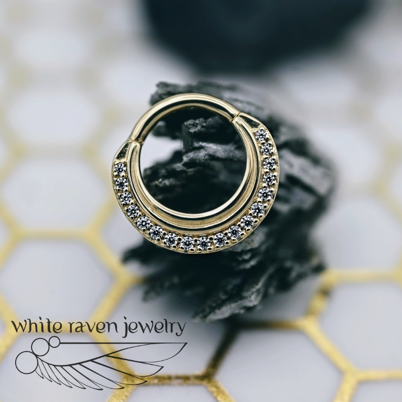 14kt Gold hinge style ring; Ayla by White Raven.
