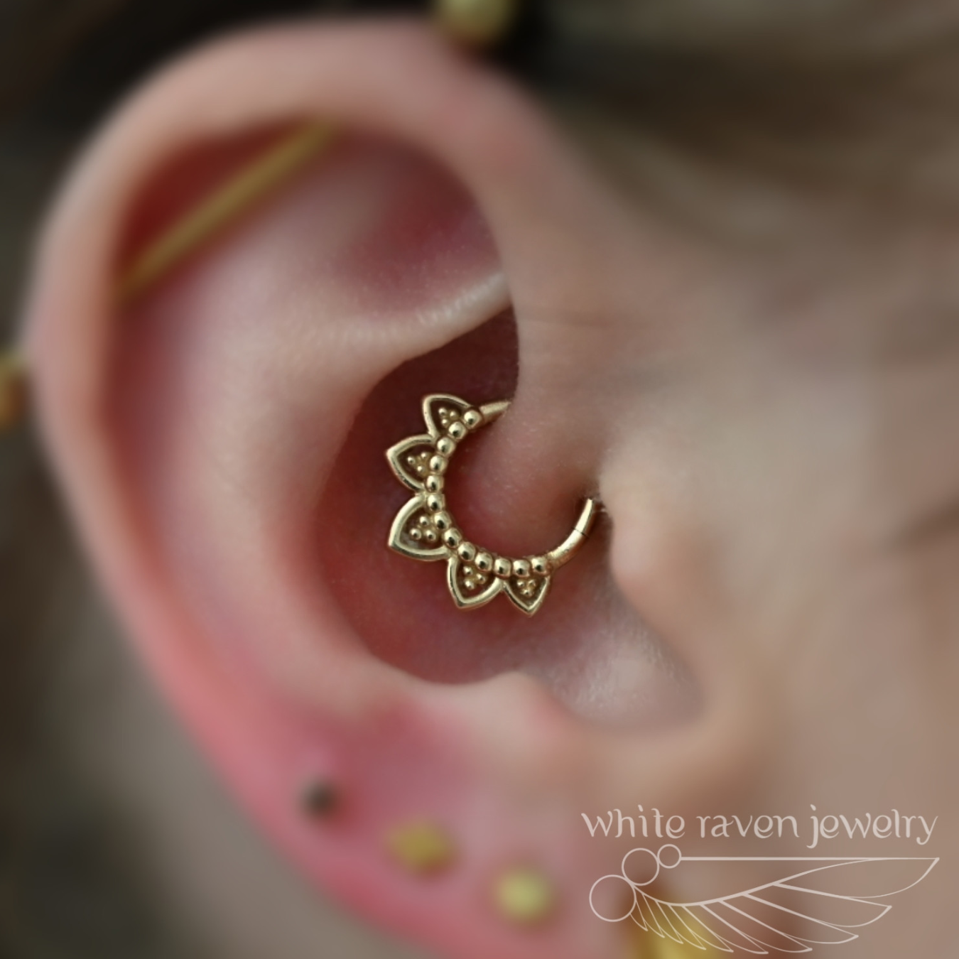 14kt Gold Lotus hinge ring by White Raven
