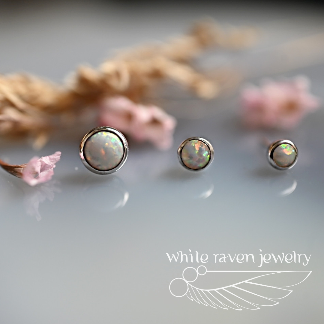 White Raven 14kt Gold: Opal Bezel Set
