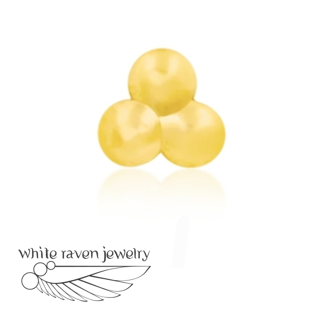 White Raven 14kt Gold : Tri Bead