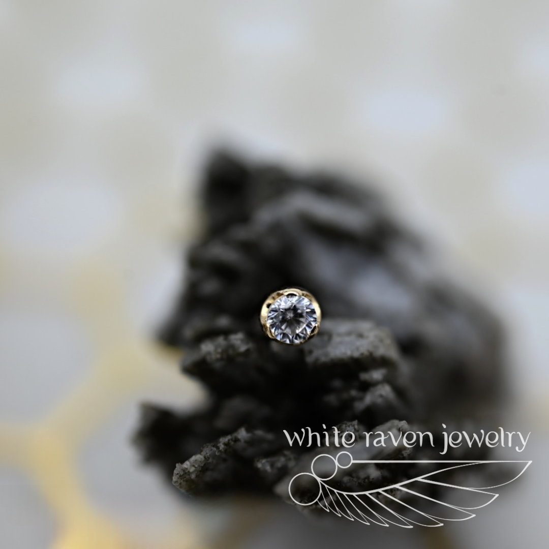 14kt Gold Crown set Cubic Zirconia by White Raven