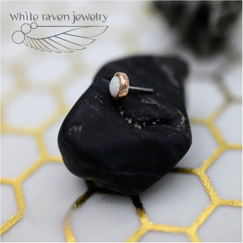 White Raven 14kt Gold: Opal Bezel Set