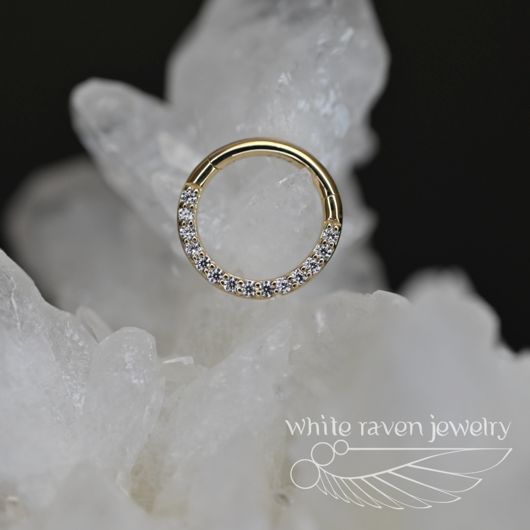 14kt Gold hinge with Forward Facing Cubic Zironia by White Raven