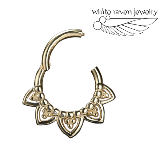 14kt Gold Lotus hinge ring by White Raven